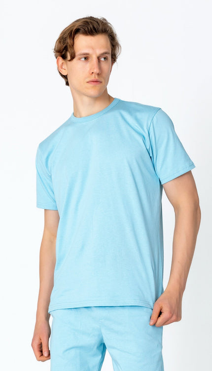 Lightweight Cotton T-shirt - Blue - Ron Tomson