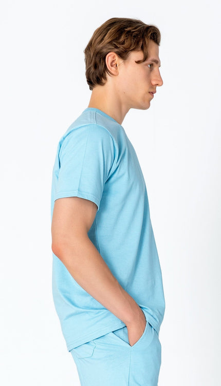 Lightweight Cotton T-shirt - Blue - Ron Tomson