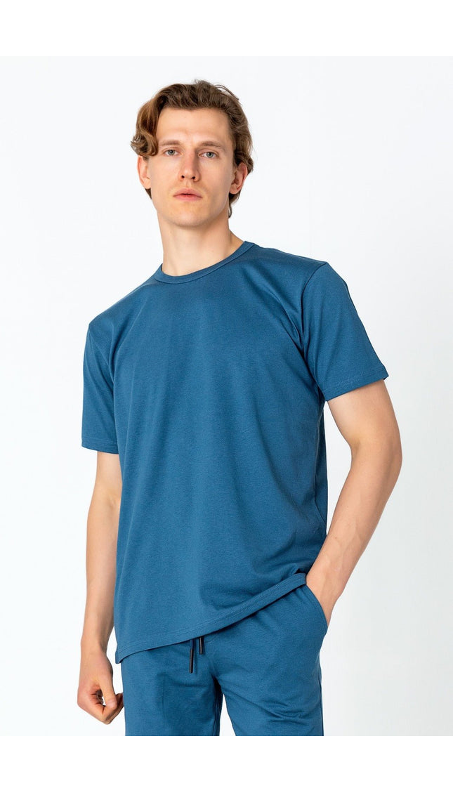 Lightweight Cotton T-shirt - Enamel Blue - Ron Tomson