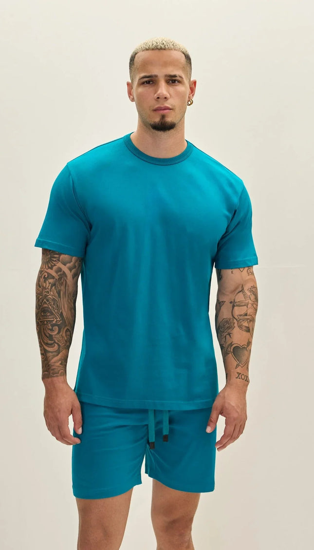 Lightweight Cotton T - shirt - Enamel Blue - Ron Tomson