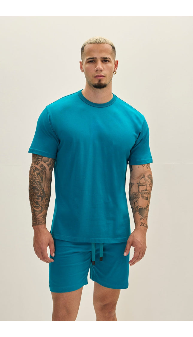 Lightweight Cotton T - shirt - Enamel Blue - Ron Tomson