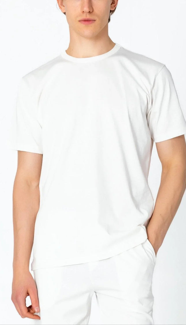 Lightweight Cotton T-shirt - Off White - Ron Tomson