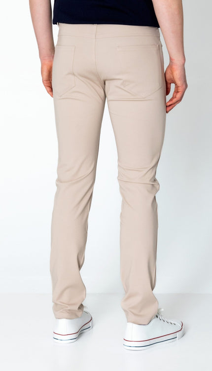 Lightweight Fitted Casual Pants - Beige - Ron Tomson