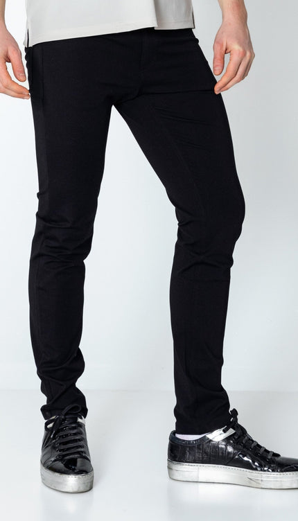 Lightweight Fitted Casual Pants - Black - Ron Tomson
