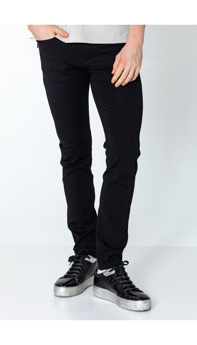 Lightweight Fitted Casual Pants - Black - Ron Tomson