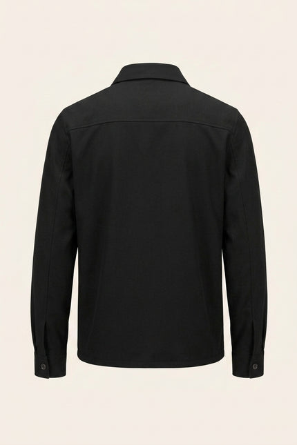 Lightweight Full-Zip Shacket - Black - Back
