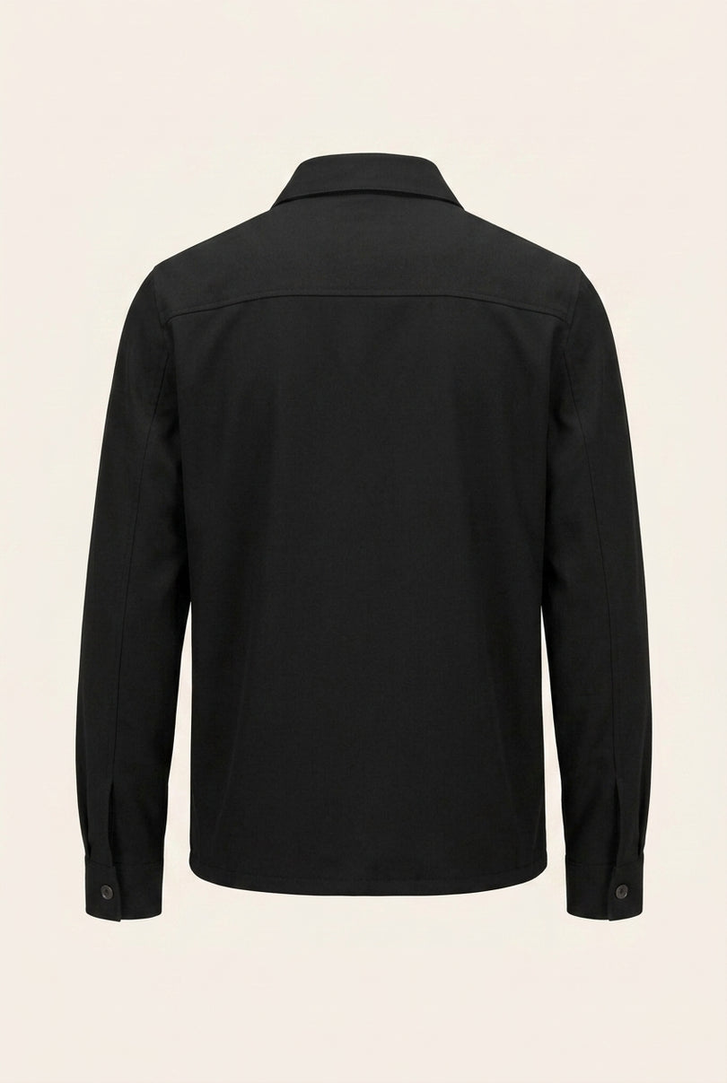 Lightweight Full-Zip Shacket - Black - Back