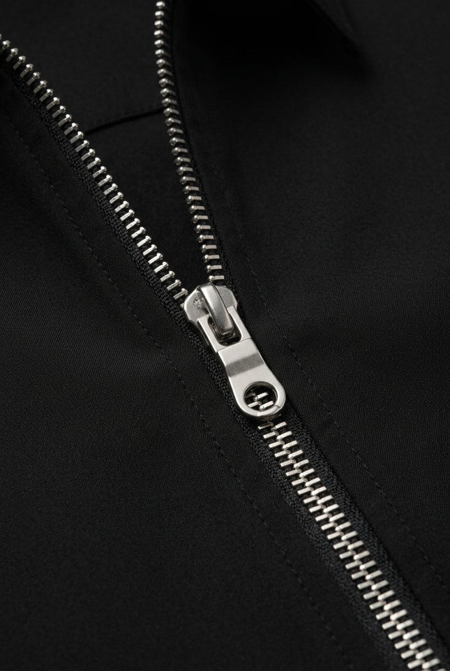 Lightweight Full-Zip Shacket - Black - Detail