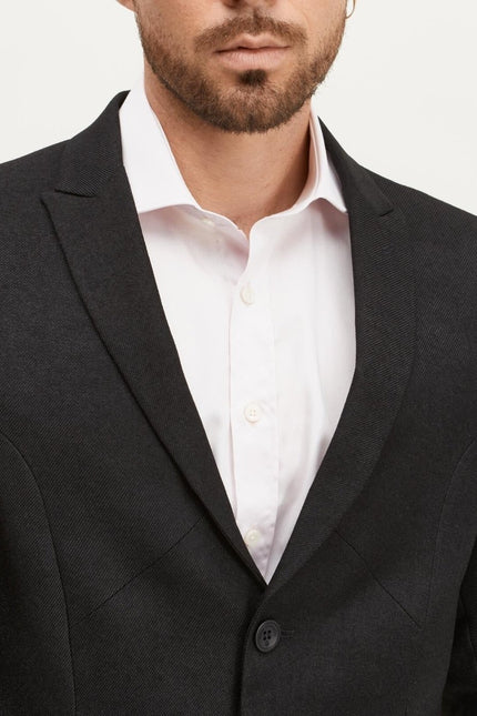Lightweight Geometric Blazer Black - Ron Tomson