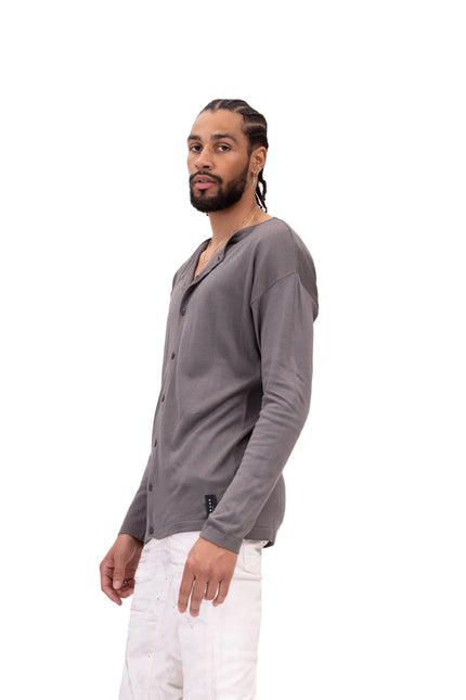 Lightweight Knit Shacket - Anthracite - Ron Tomson