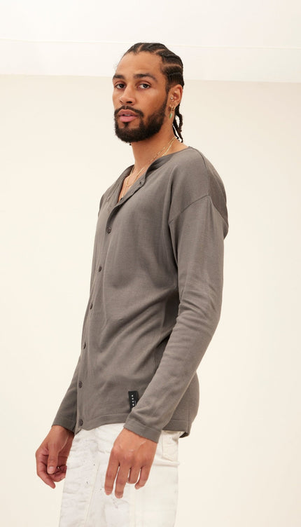 Lightweight Knit Shacket - Anthracite - Ron Tomson