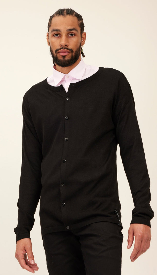 Lightweight Knit Shacket - Black - Ron Tomson