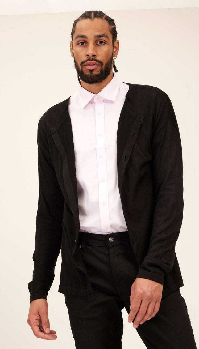 Lightweight Knit Shacket - Black - Ron Tomson