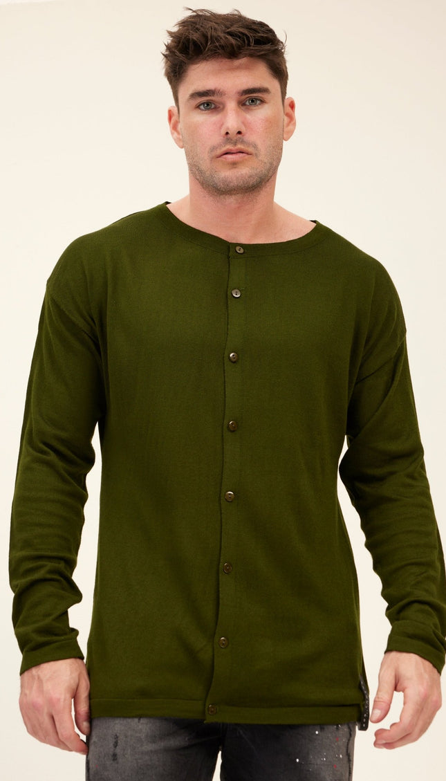 Lightweight Knit Shacket - Khaki - Ron Tomson