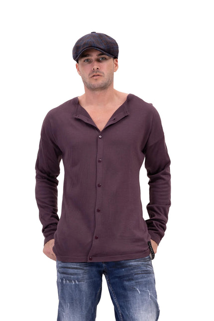 Lightweight Knit Shacket - Plum - Ron Tomson