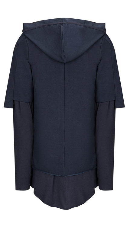 Lightweight Layered Zip Hoodie - Navy - Ron Tomson