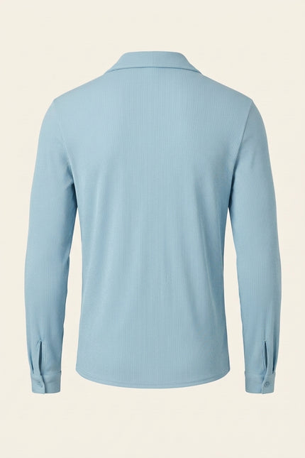 Lightweight Plisse Shirt - Blue - Back