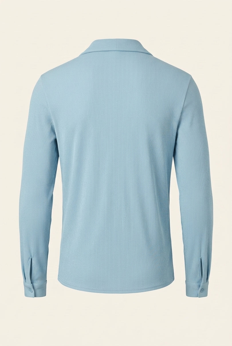 Lightweight Plisse Shirt - Blue - Back
