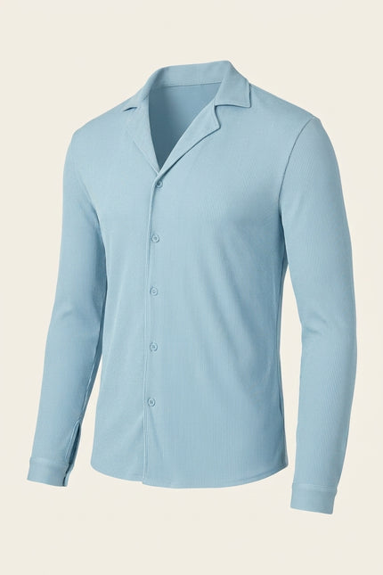 Lightweight Plisse Shirt - Blue - Front