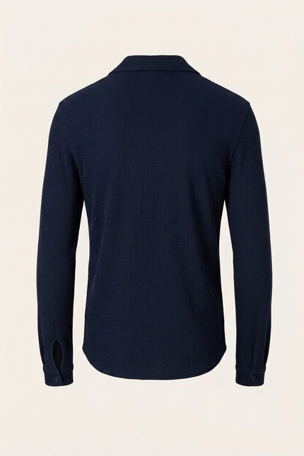 Lightweight Plisse Shirt - Navy - Back