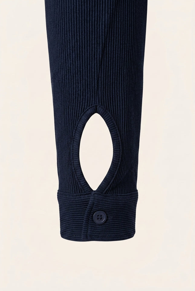 Lightweight Plisse Shirt - Navy - Detail