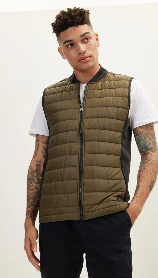 Lightweight Puffer Vest - Khaki - Ron Tomson