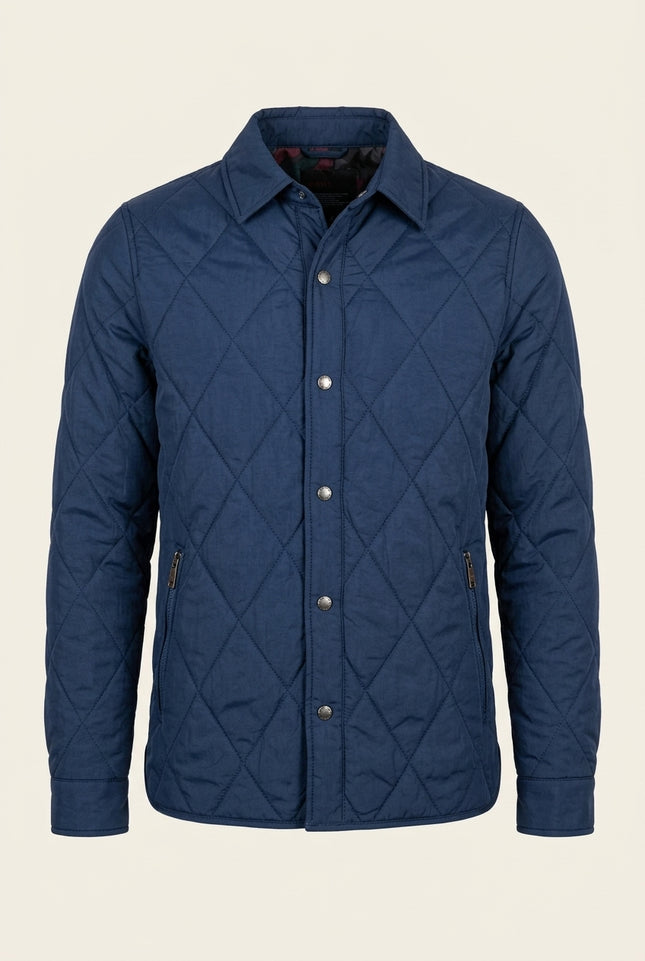 Lightweight Quilted Jacket - Navy - Front