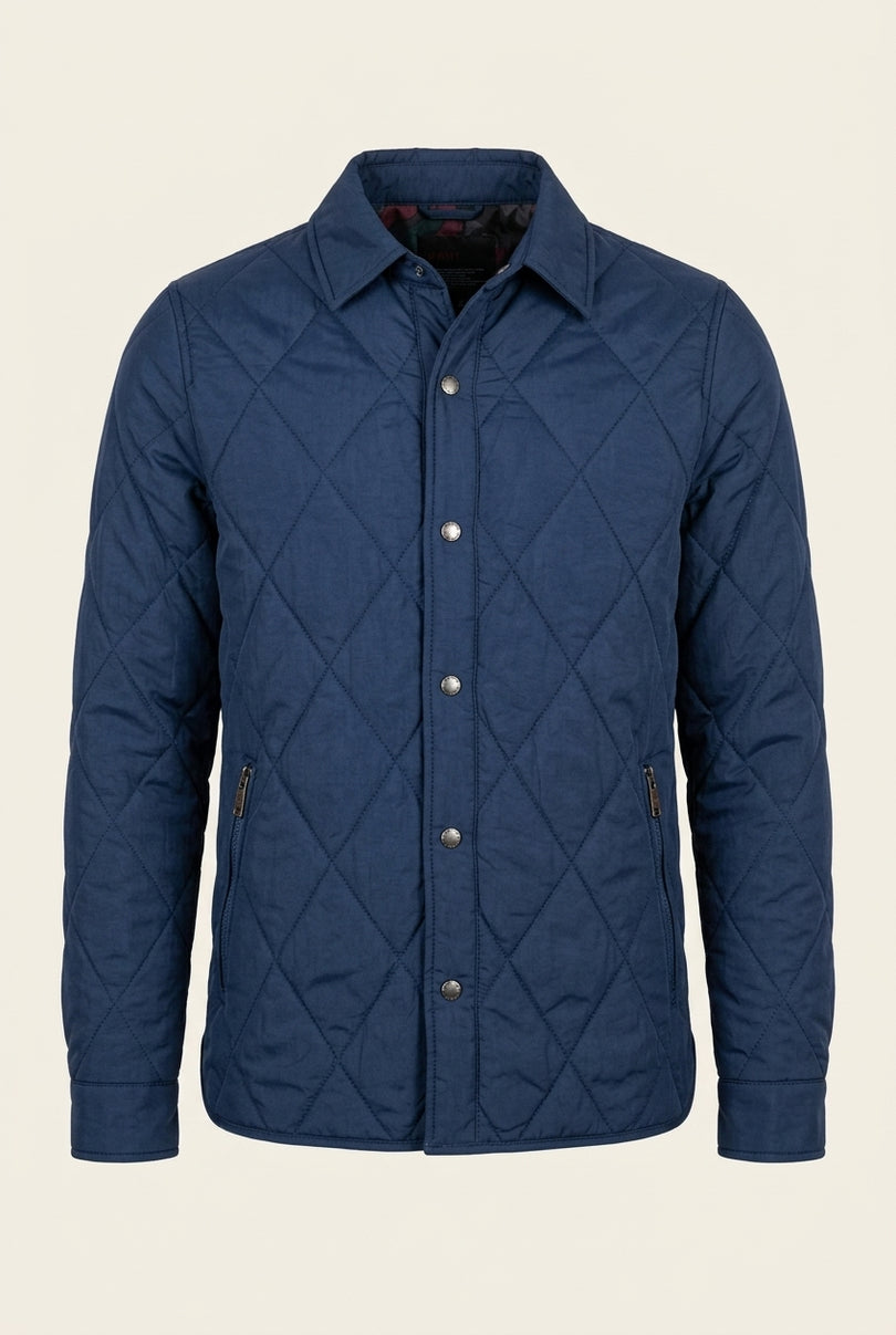 Lightweight Quilted Jacket - Navy - Front