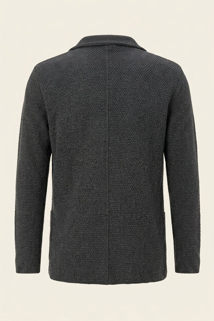 Lightweight Waffled Knit Cardigan - Anthracite - Back