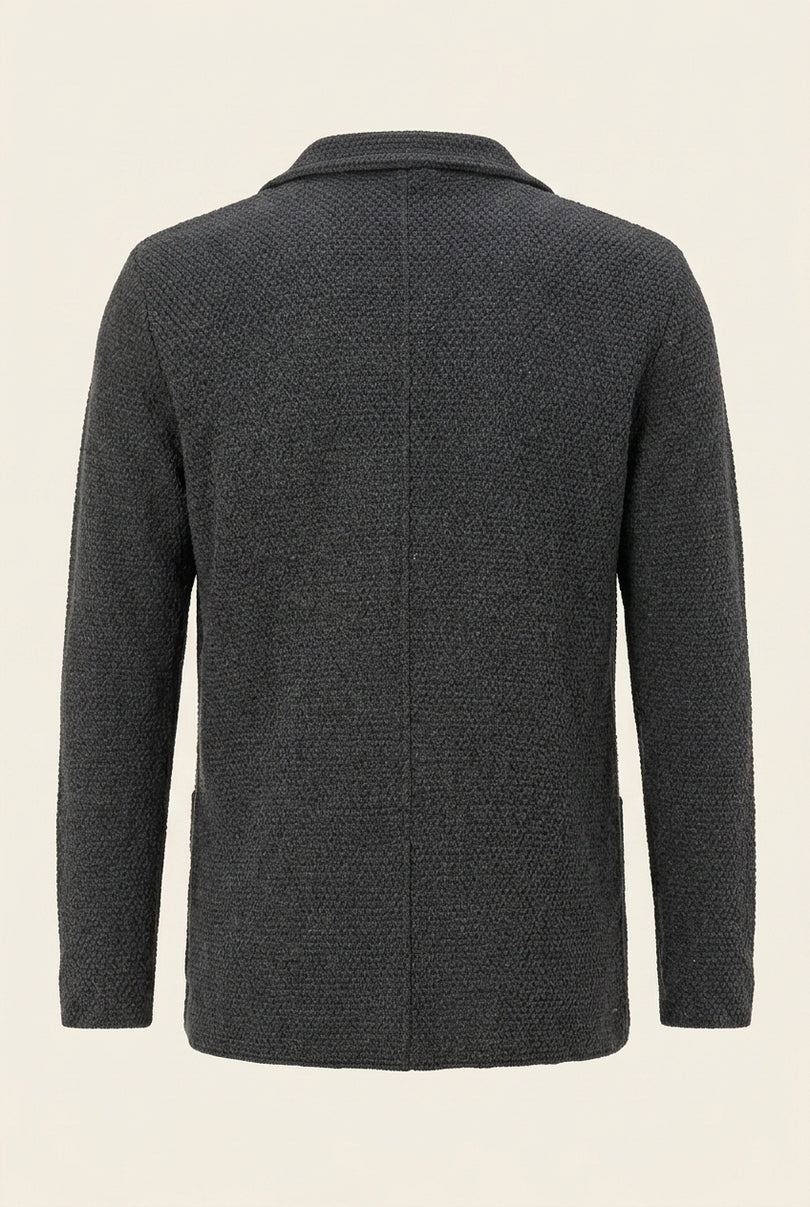 Lightweight Waffled Knit Cardigan - Anthracite - Back