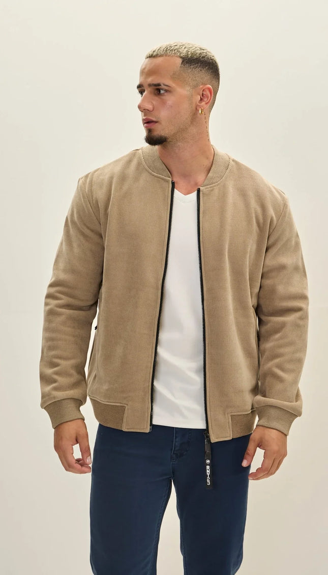 Lined Bomber Jacket - Beige - Ron Tomson