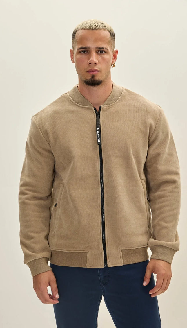 Lined Bomber Jacket - Beige - Ron Tomson