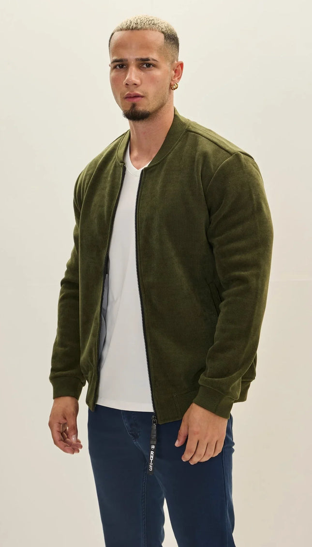 Lined Bomber Jacket - Khaki - Ron Tomson