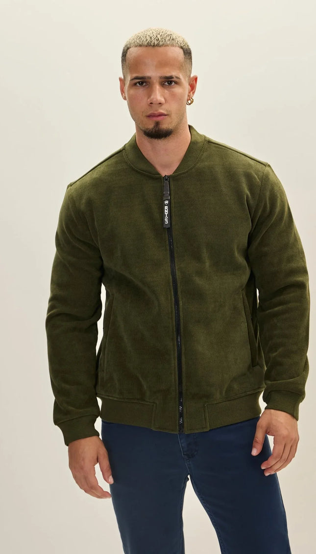 Lined Bomber Jacket - Khaki - Ron Tomson