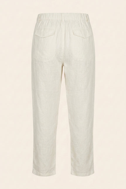 Linen Relaxed Fit Pants - Off-White - Back