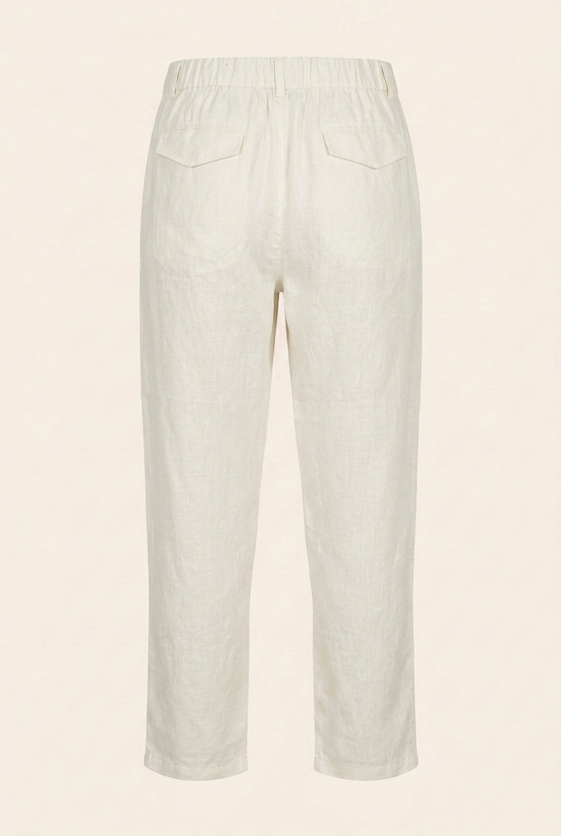 Linen Relaxed Fit Pants - Off-White - Back