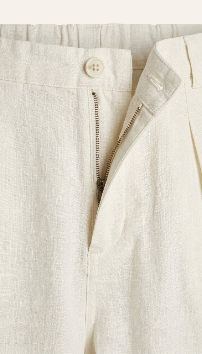 Linen Relaxed Fit Pants - Off-White - Detail