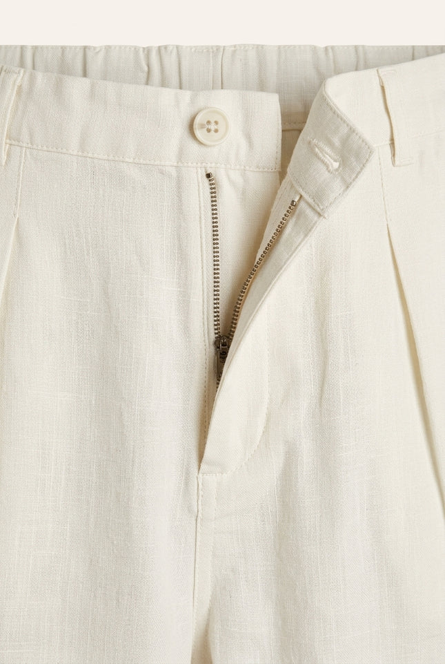Linen Relaxed Fit Pants - Off-White - Detail