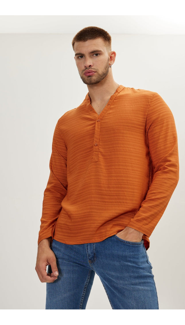 Linen Shirt - Brick Red - Ron Tomson
