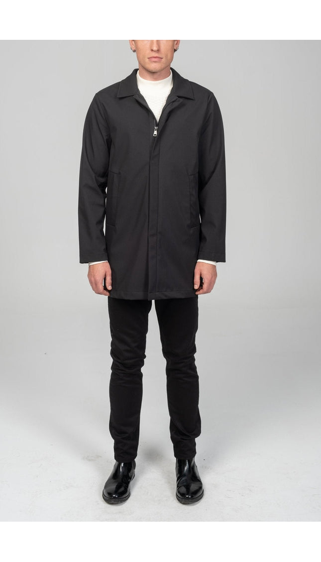 Long Lightweight Rain Coat - Black - Ron Tomson