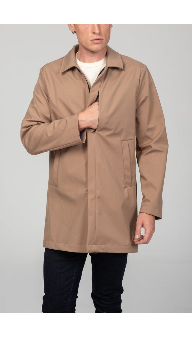 Long Lightweight Rain Coat - Camel - Ron Tomson