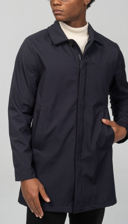 Long Lightweight Windbreaker - Navy - Ron Tomson