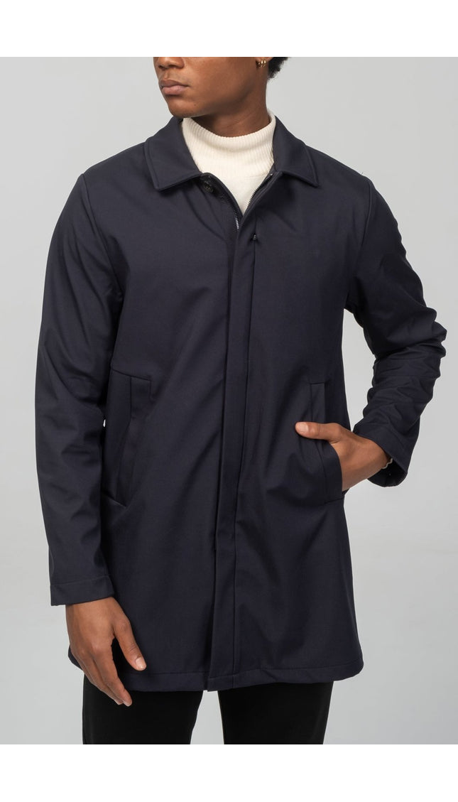 Long Lightweight Windbreaker - Navy - Ron Tomson