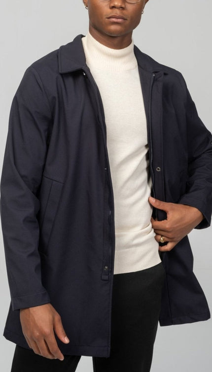 Long Lightweight Windbreaker - Navy - Ron Tomson