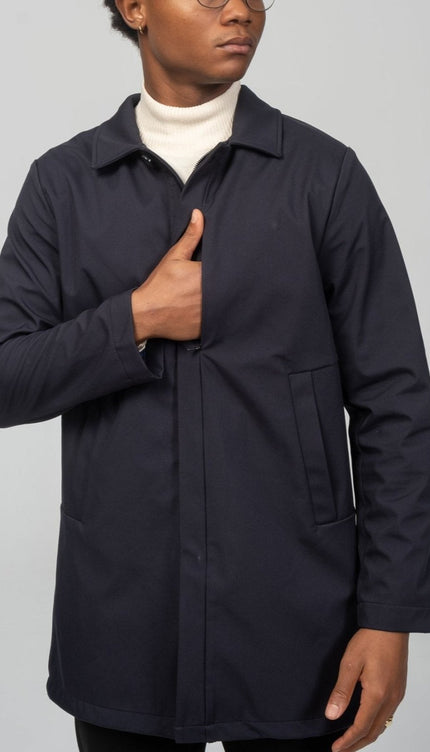 Long Lightweight Windbreaker - Navy - Ron Tomson