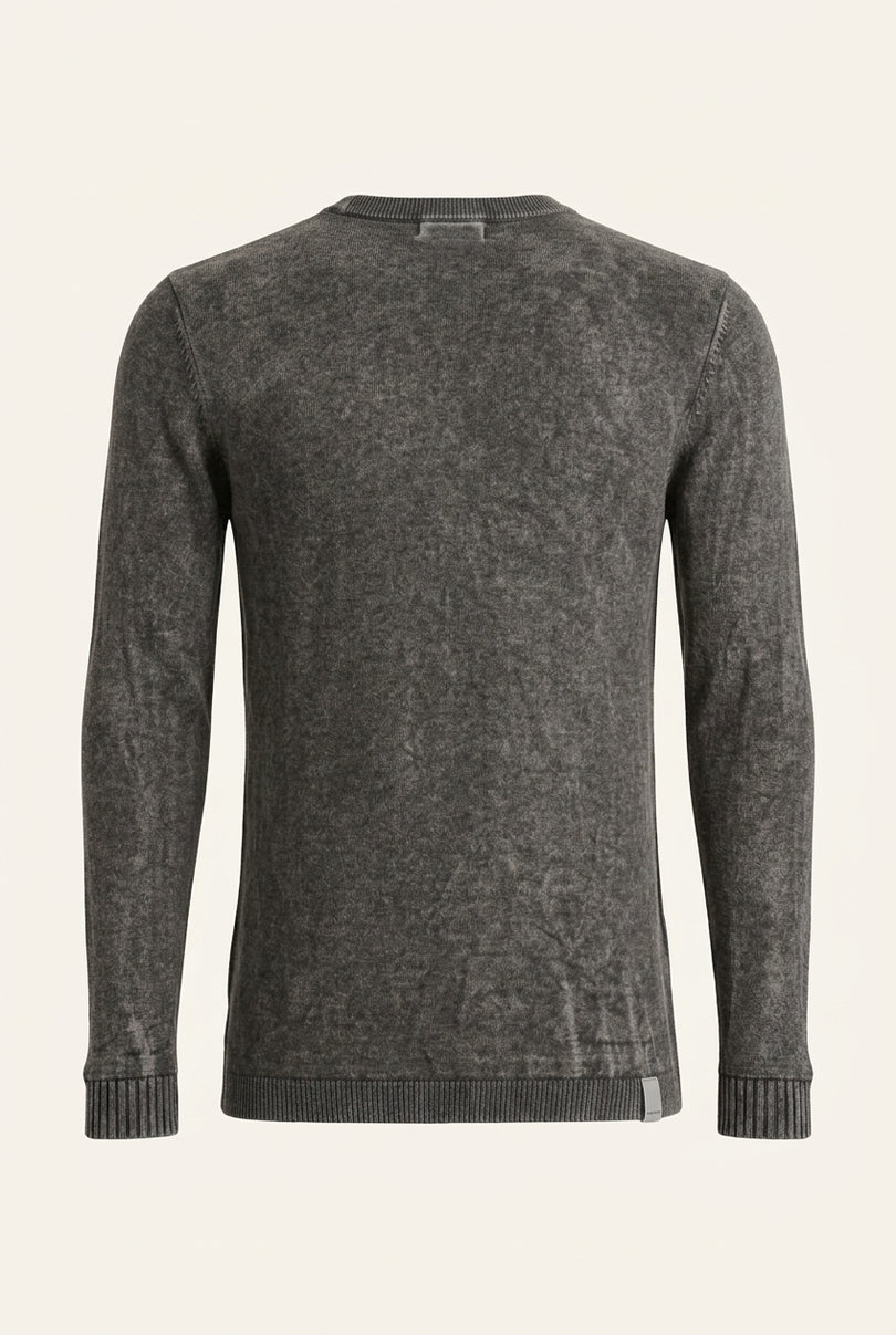Long-Sleeve Crewneck Knit - Anthracite - Back