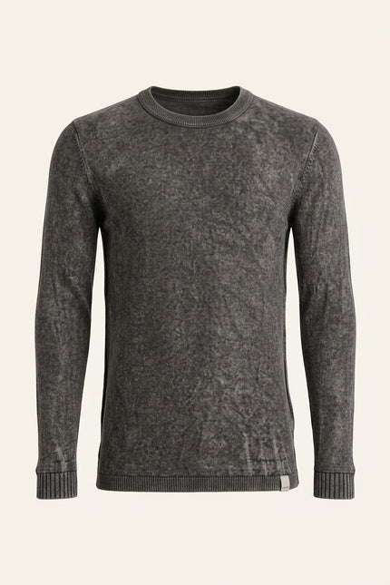 Long-Sleeve Crewneck Knit - Anthracite - Front