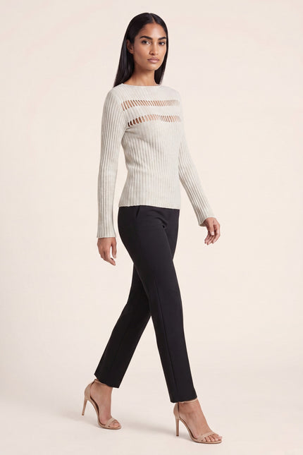 Cut-Out Ribbed Top - Off-White - side view