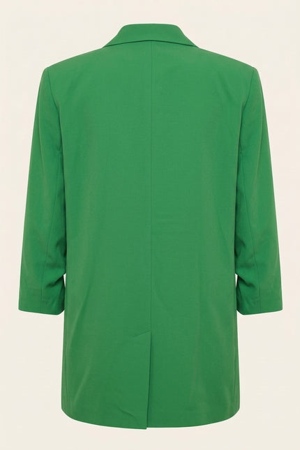 Longline Double-Breasted Blazer - Green - Back
