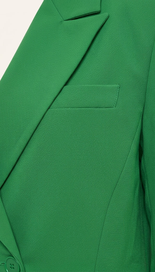 Longline Double-Breasted Blazer - Green - Detail